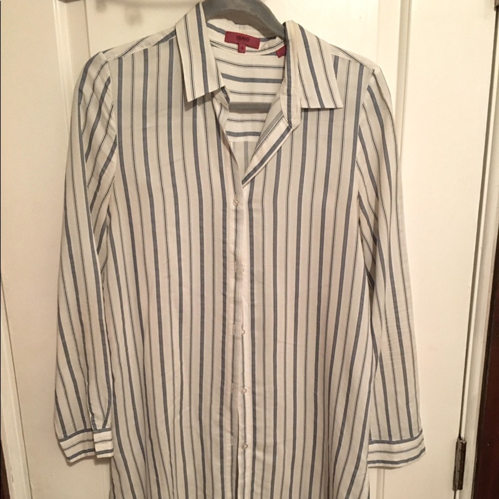 Hugo Boss Pinstripe Shirtdress with high side slits size 36